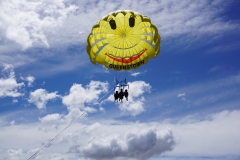 Jaida, Christian and Blake in the air parasailing